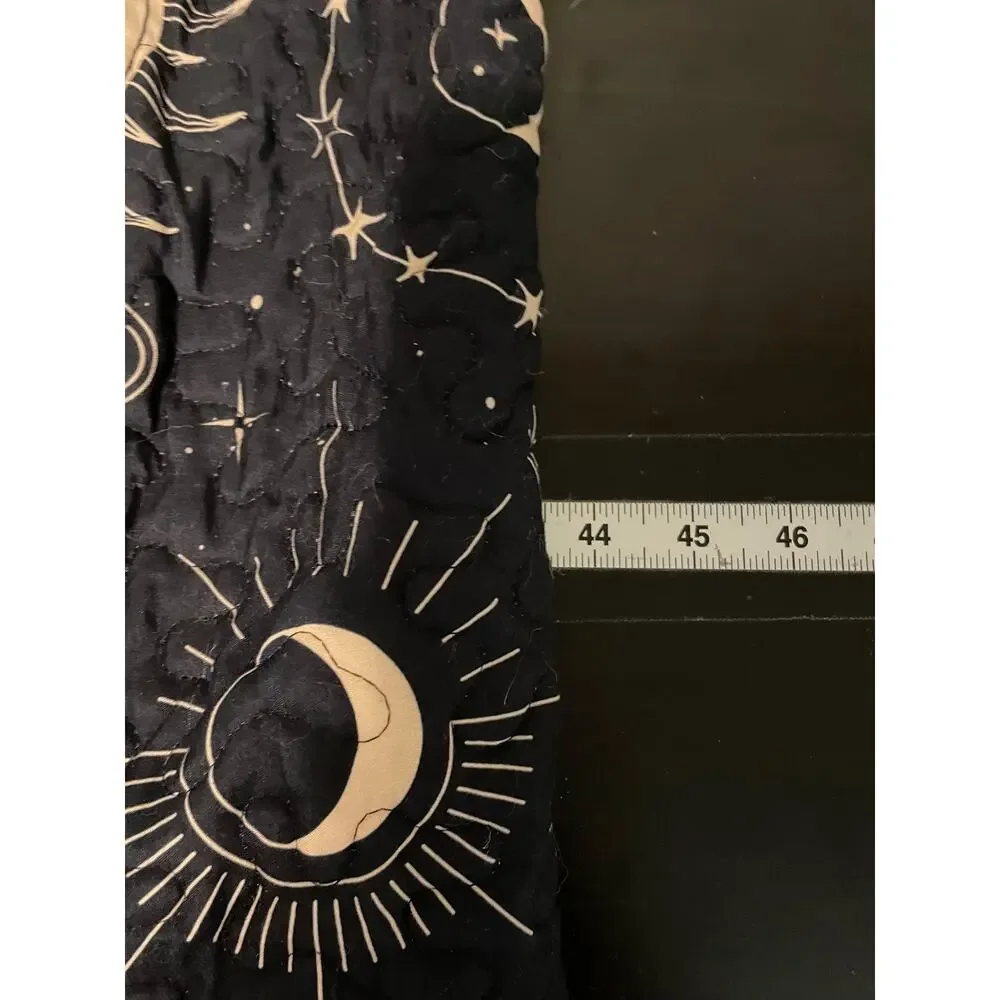 Celestial Sun Moon Quilt Set 83x99 Black Boho Stars 2 Shams Constellation Space